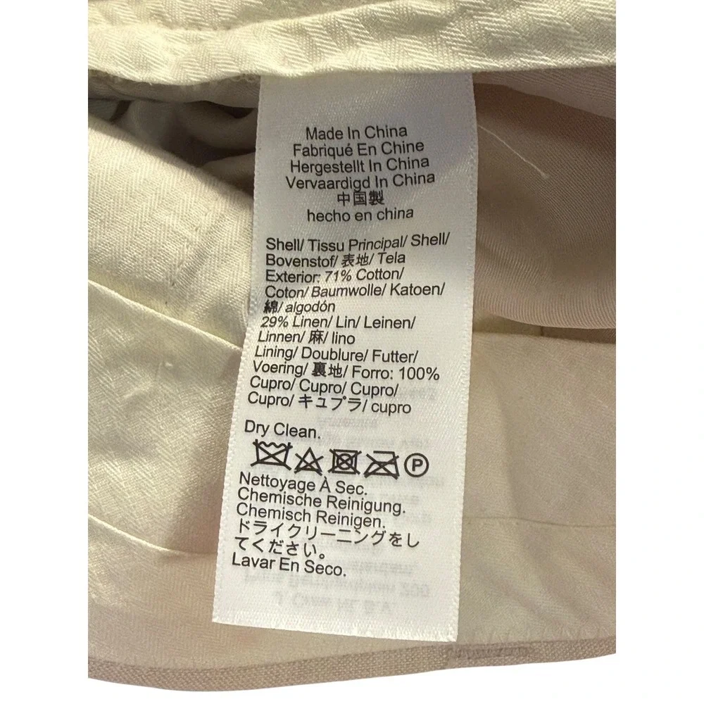 J.Crew Ludlow Mens Beige Cotton Linen Blend Suit Pants Trousers 38x32 Slim Fit